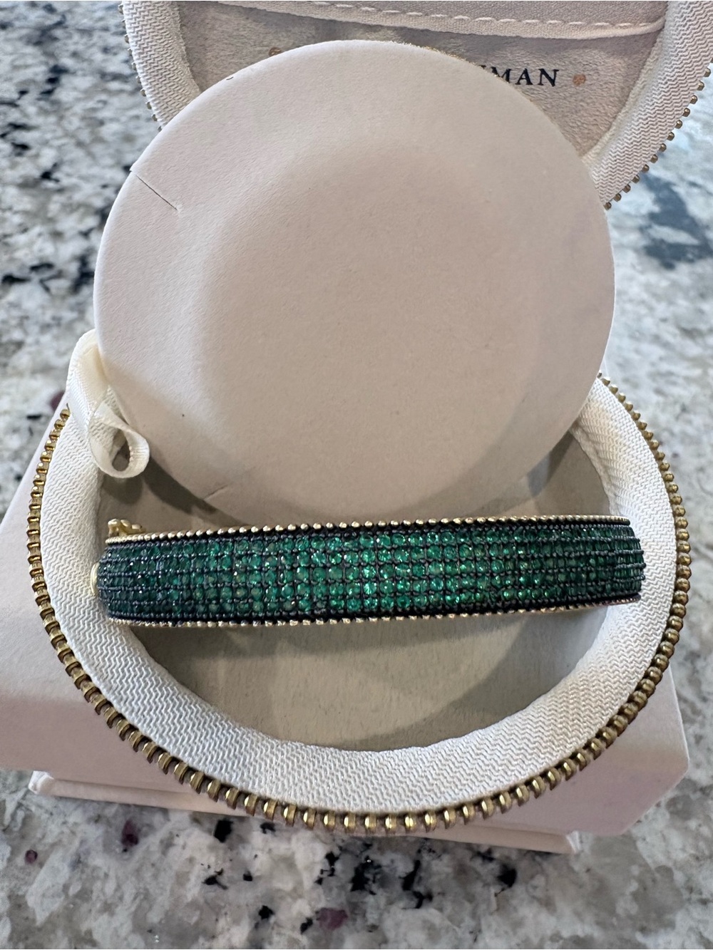 Freida Rothman Emerald Green Midnight Pave Bangle Bracelet LIKE NEW WITH BOX!